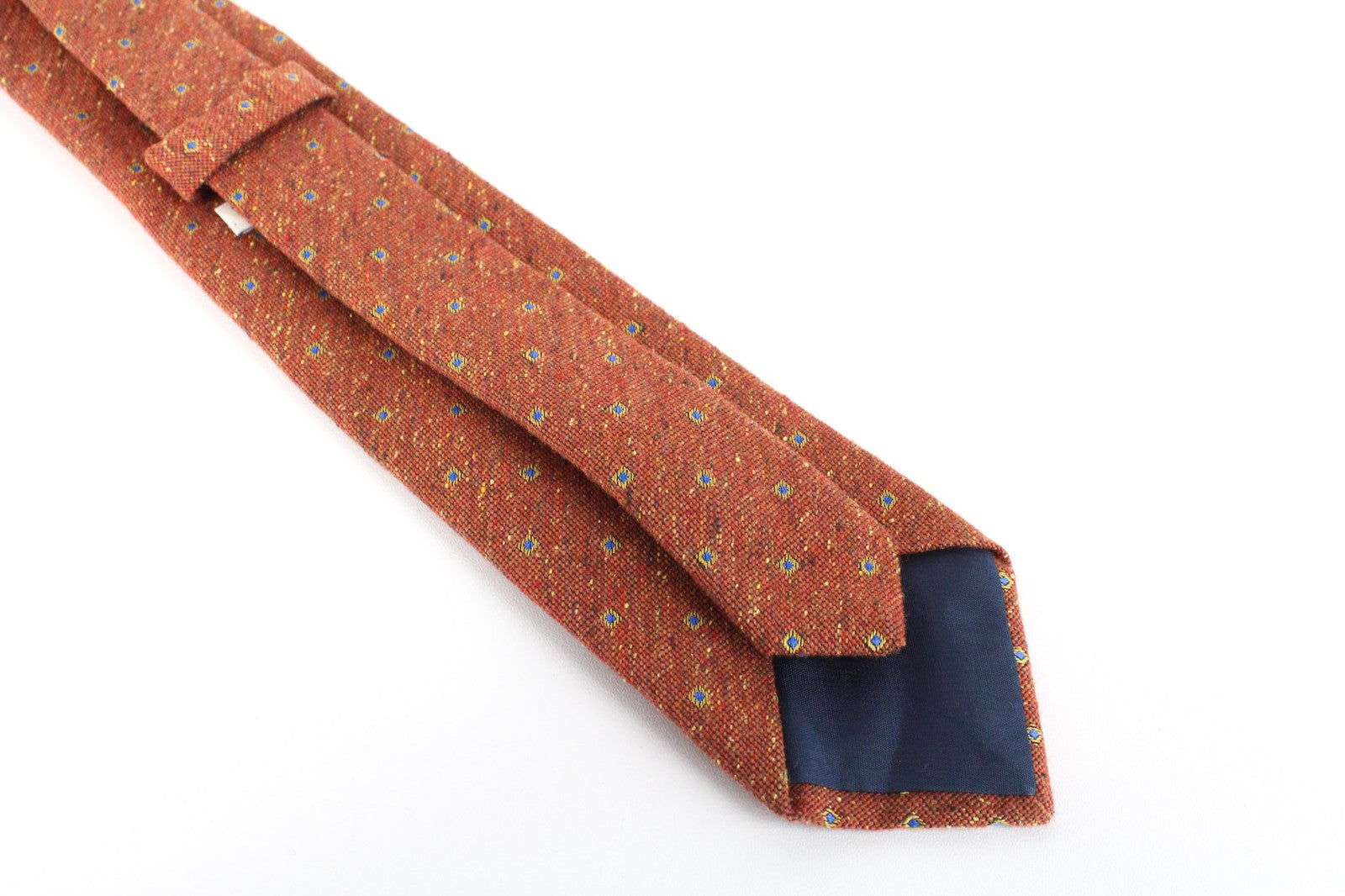 SUITSUPPLY Men Tie 150 x 8 cm Orange Silk Wool Blend Pointed-End Patterned