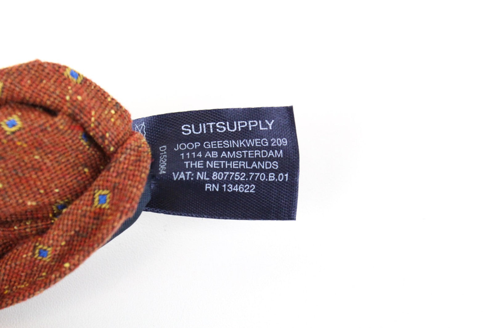 SUITSUPPLY Men Tie 150 x 8 cm Orange Silk Wool Blend Pointed-End Patterned