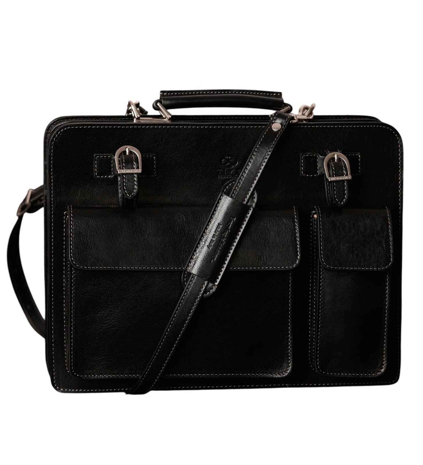TIME RESISTANCE The Prophet Men Bag Black Vachetta Leather Briefcase RRP320