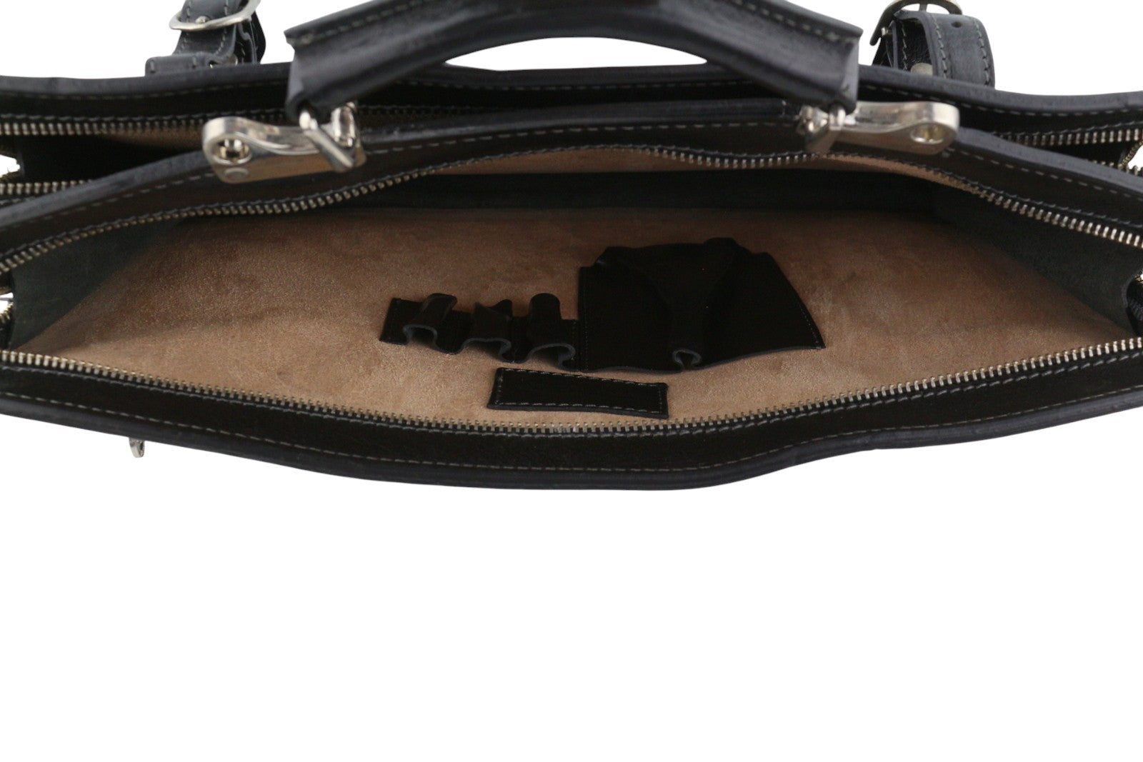 TIME RESISTANCE The Prophet Men Bag Black Vachetta Leather Briefcase RRP320