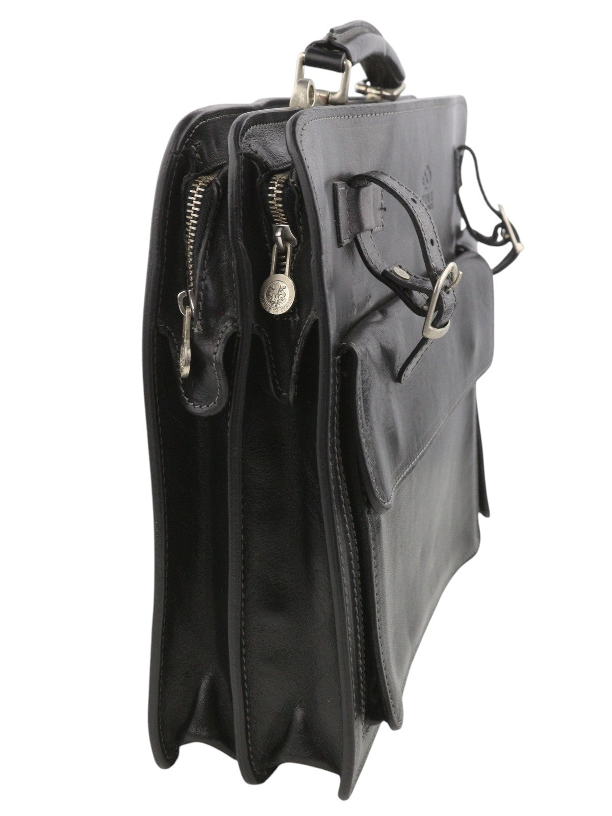 TIME RESISTANCE The Prophet Men Bag Black Vachetta Leather Briefcase RRP320