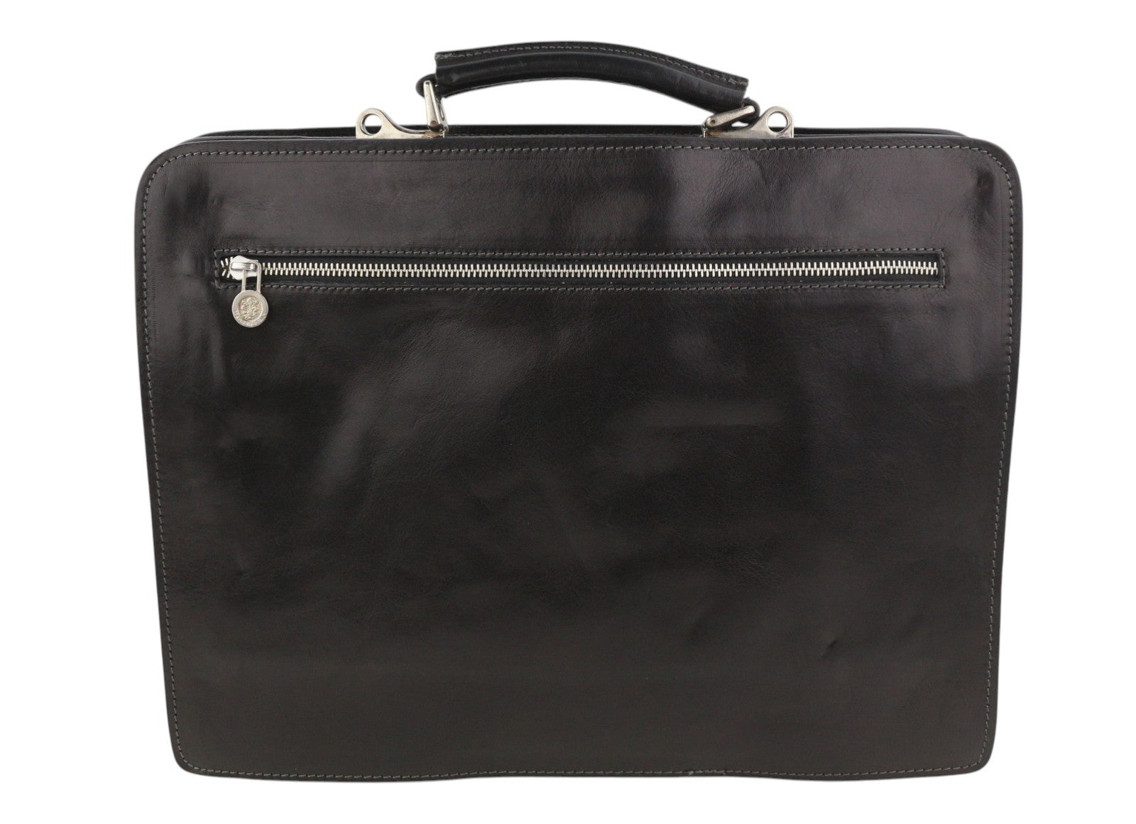TIME RESISTANCE The Prophet Men Bag Black Vachetta Leather Briefcase RRP320