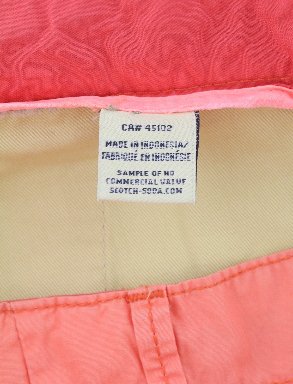 SCOTCH & SODA Men Shorts W36 Orange Peach Zip Fly Casual Chino