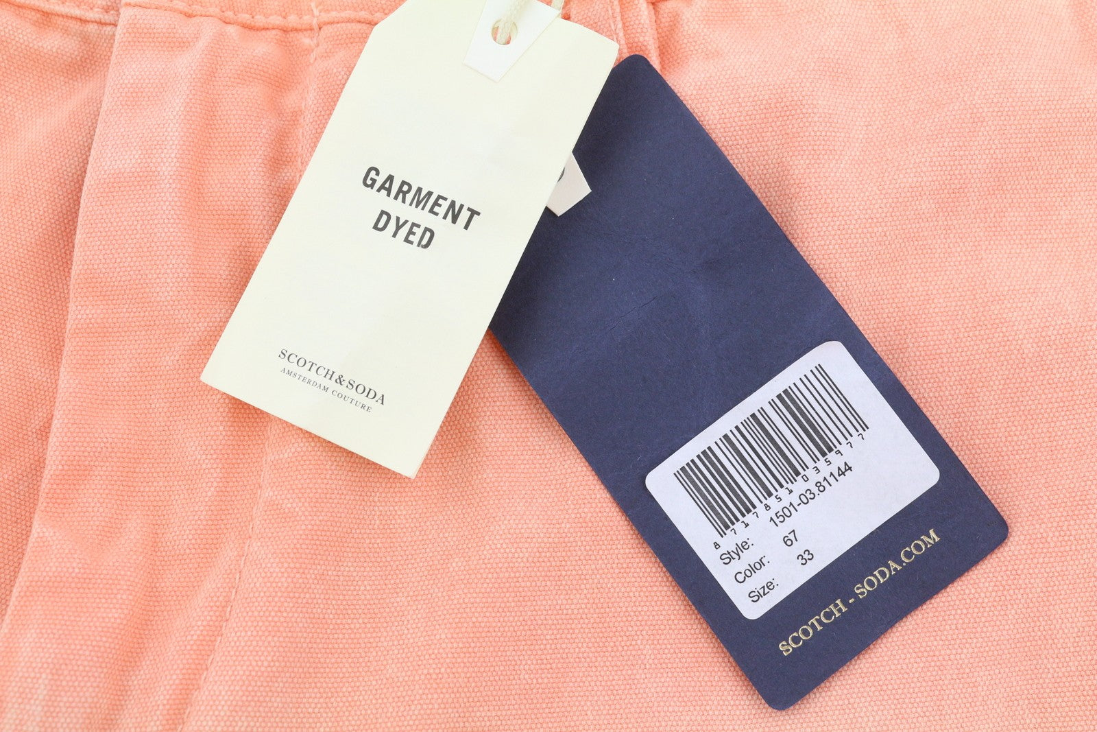 SCOTCH & SODA Men Shorts W33 Coral Pink Garment Dyed Faded Zip Chino