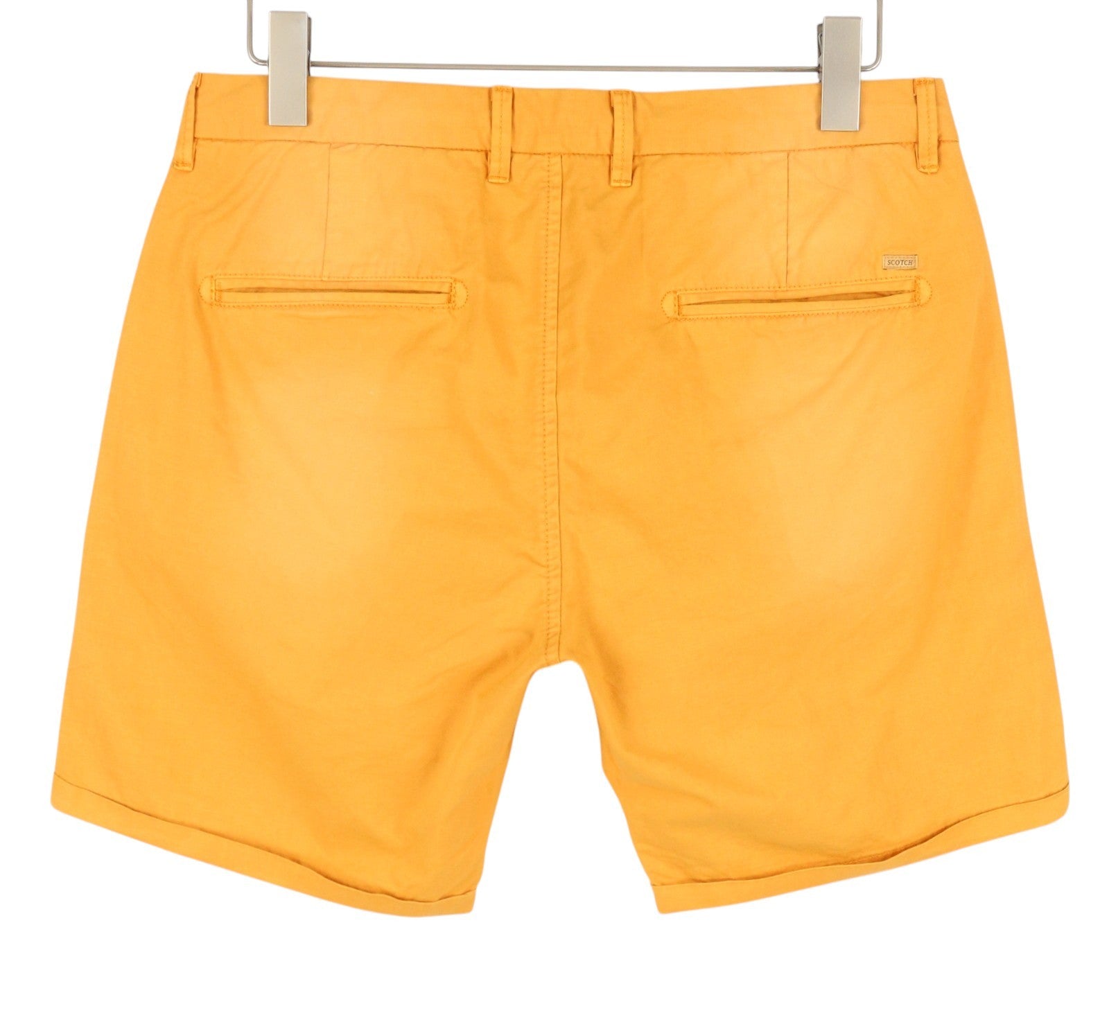 SCOTCH & SODA Men Shorts W33 Orange Garment Dyed Faded Turn Up Chino