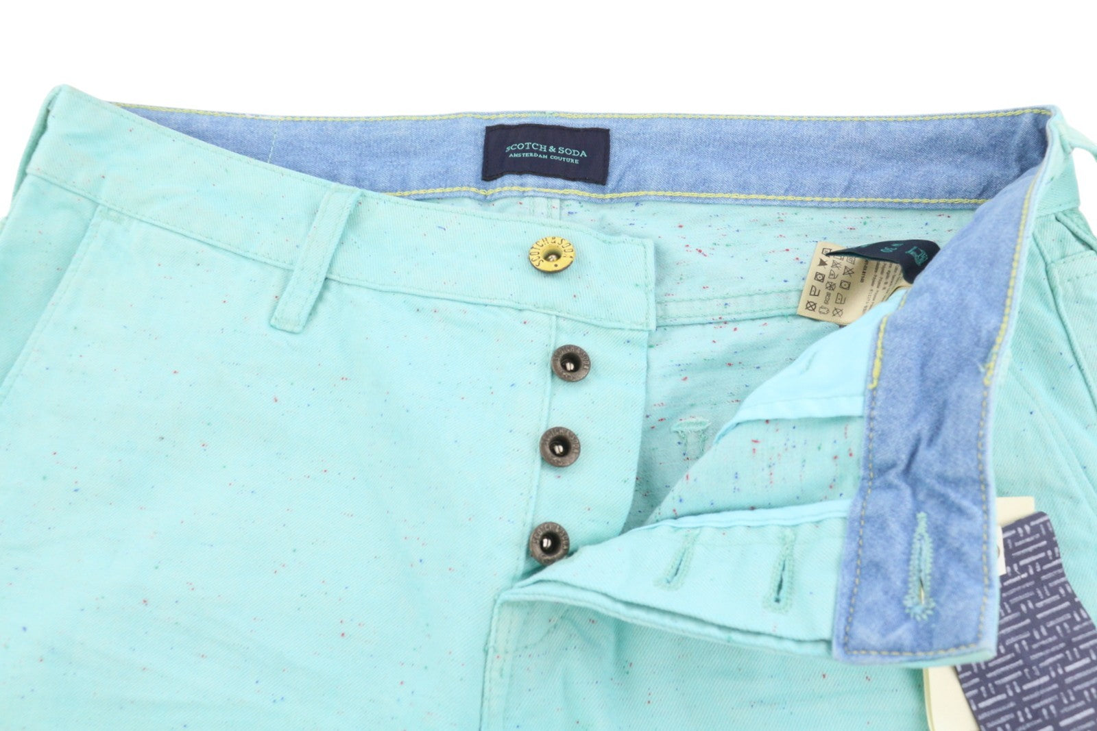 SCOTCH & SODA Men Shorts W30 Blue Embroidered Button Fly Denim