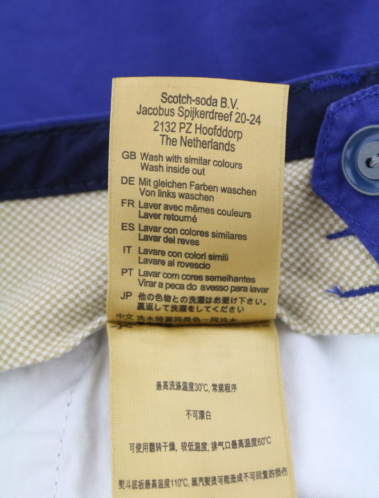 SCOTCH & SODA Men Shorts W29 Blue 5-Pocket Design Zip Fly Chino