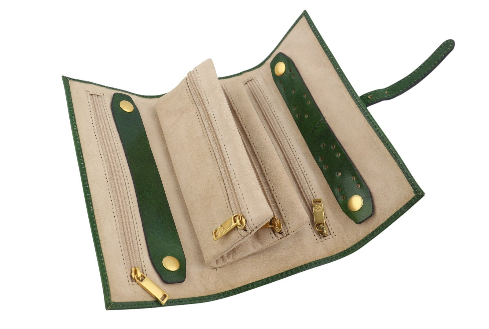 TIME RESISTANCE Madame Bovary Women Jewelry Travel Case Green Vachetta Leather