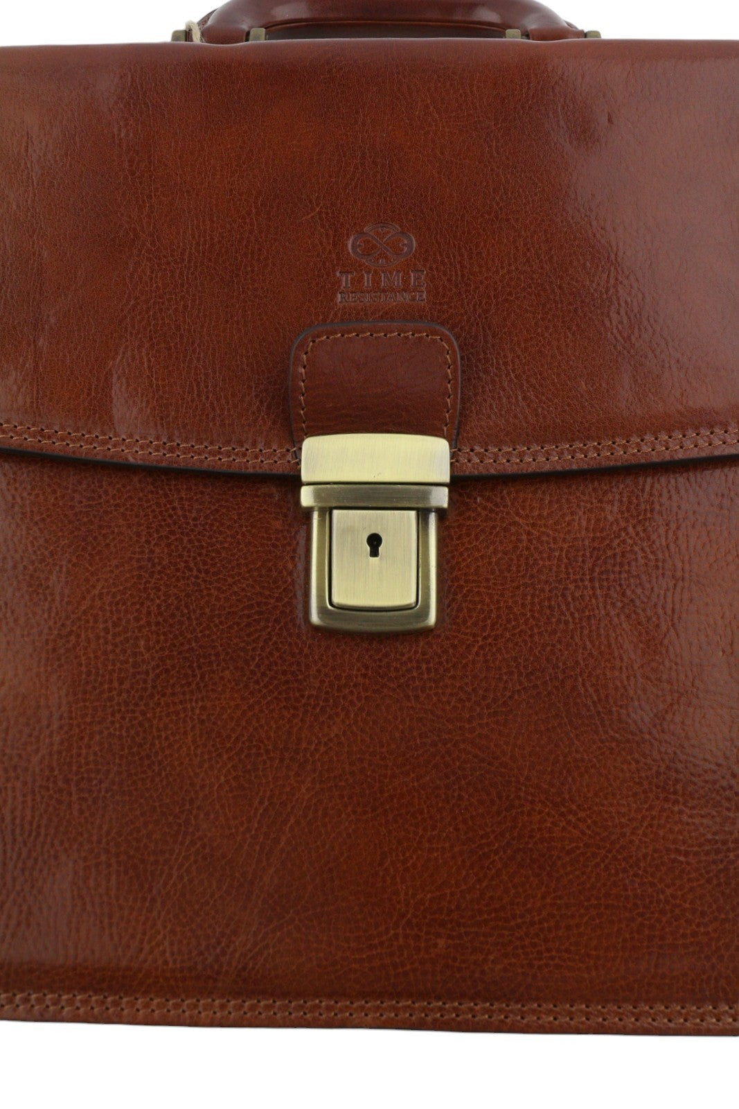 TIME RESISTANCE The Sound Of Mountain Men Bag Brown Leather Briefcase RRP270