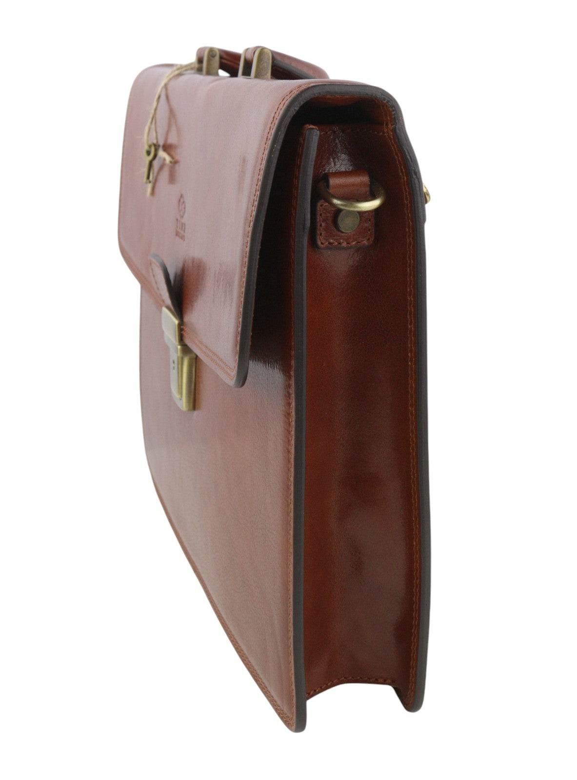TIME RESISTANCE The Sound Of Mountain Men Bag Brown Leather Briefcase RRP270