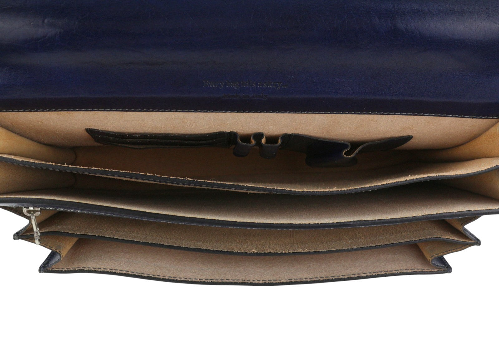 TIME RESISTANCE The Magus Men Bag Blue Vachetta Leather Briefcase RRP320