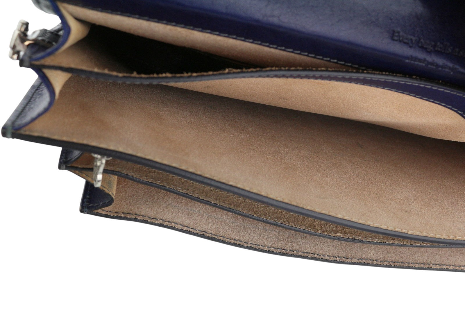 TIME RESISTANCE The Magus Men Bag Blue Vachetta Leather Briefcase RRP320