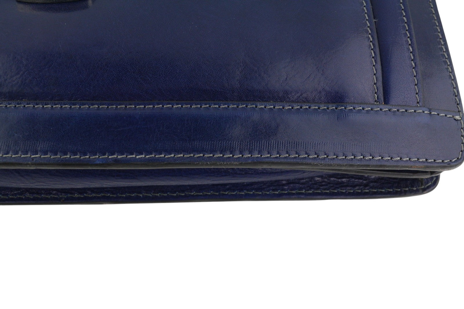 TIME RESISTANCE The Magus Men Bag Blue Vachetta Leather Briefcase RRP320