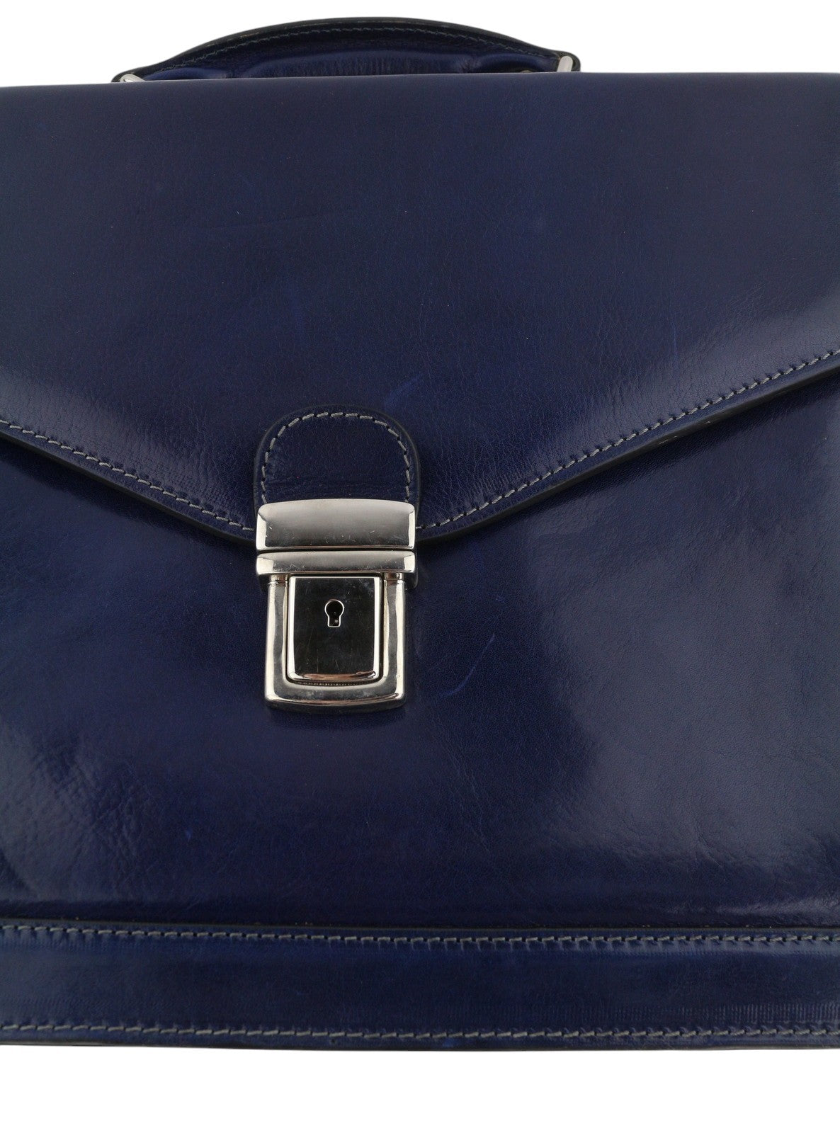 TIME RESISTANCE The Magus Men Bag Blue Vachetta Leather Briefcase RRP320