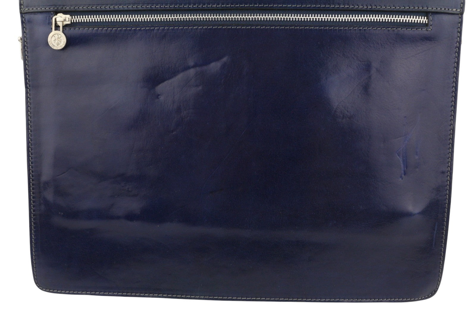 TIME RESISTANCE The Magus Men Bag Blue Vachetta Leather Briefcase RRP320