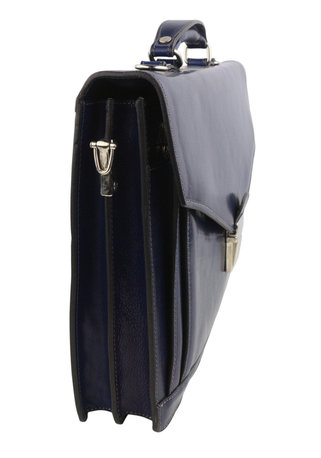 TIME RESISTANCE The Magus Men Bag Blue Vachetta Leather Briefcase RRP320
