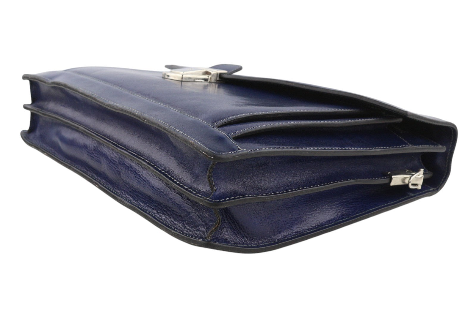 TIME RESISTANCE The Magus Men Bag Blue Vachetta Leather Briefcase RRP320