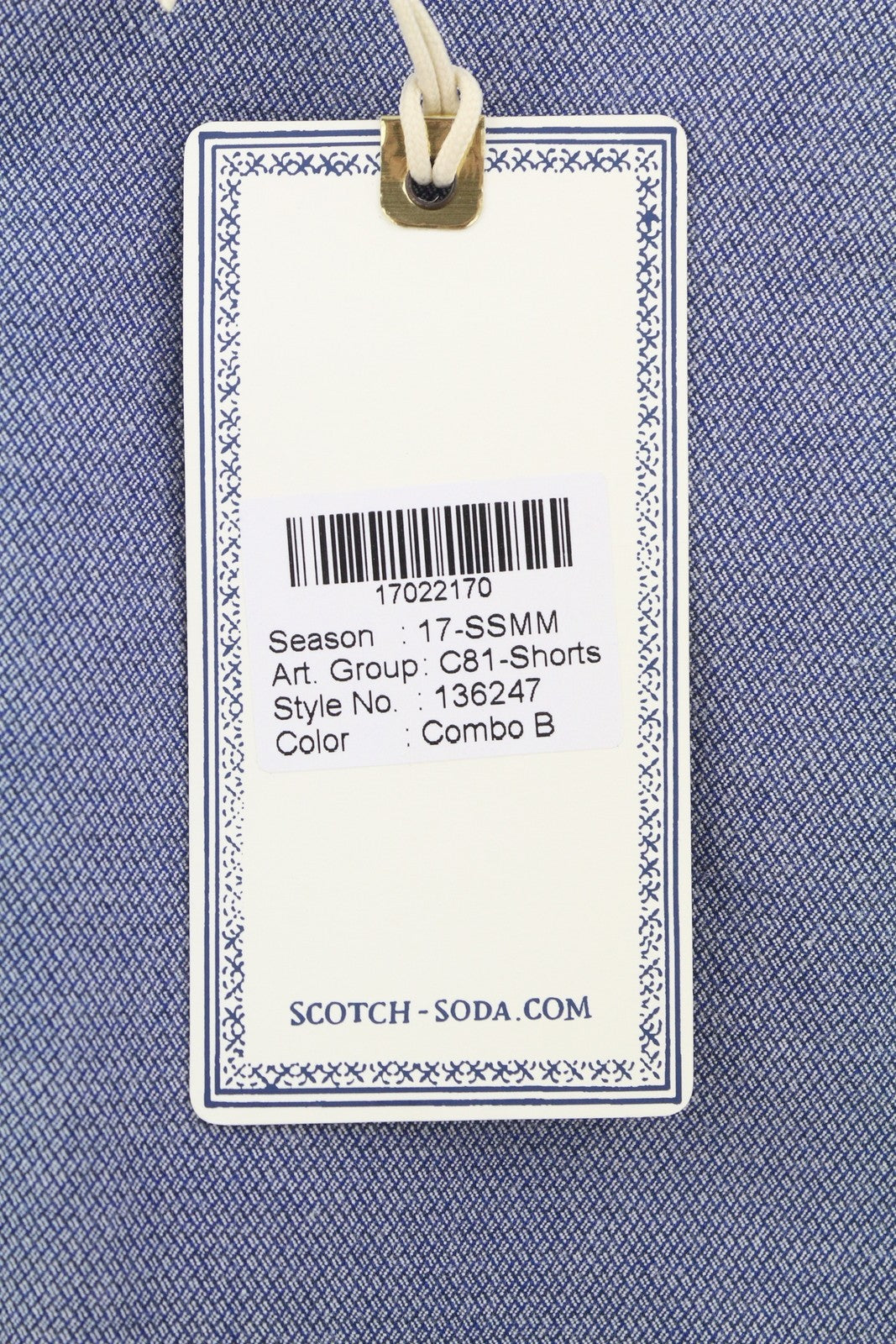 SCOTCH & SODA Men Shorts W34 Blue Patterned Zip Fly Turn Up Chino