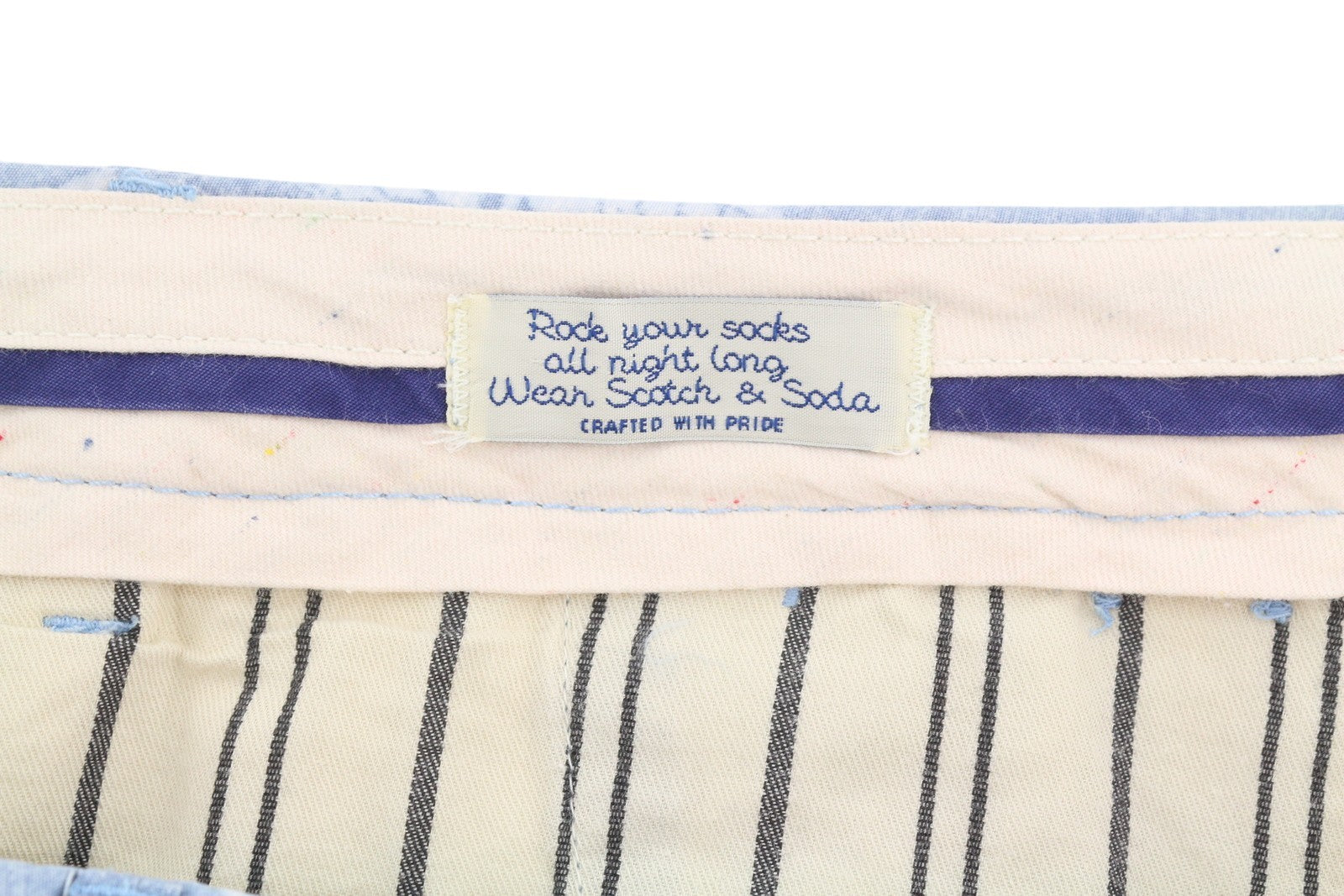 SCOTCH & SODA Men Shorts W31 Blue Floral Print Faded Zip Fly Chino
