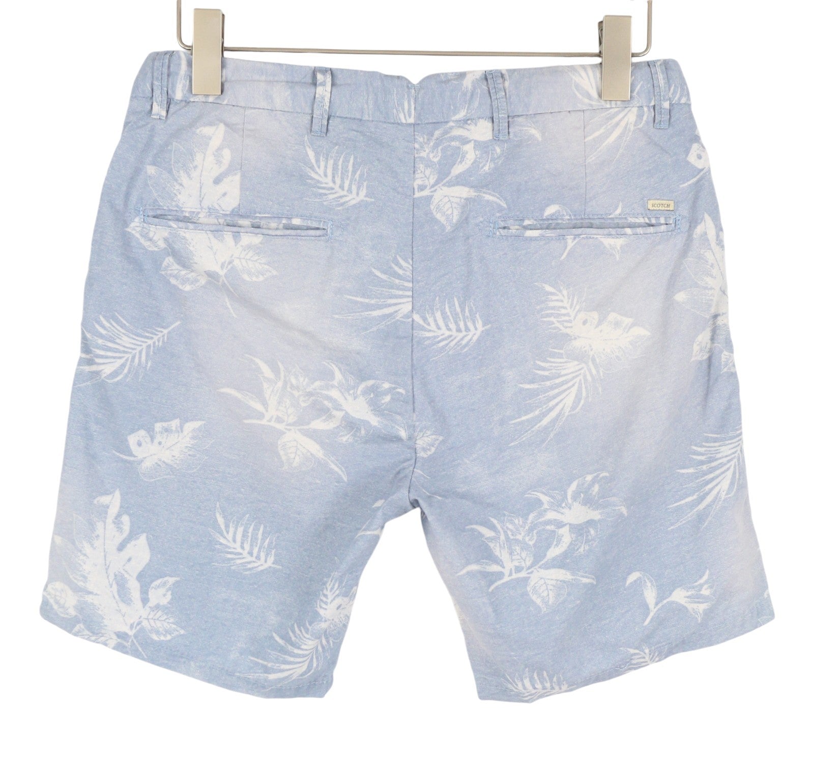SCOTCH & SODA Men Shorts W31 Blue Floral Print Faded Zip Fly Chino