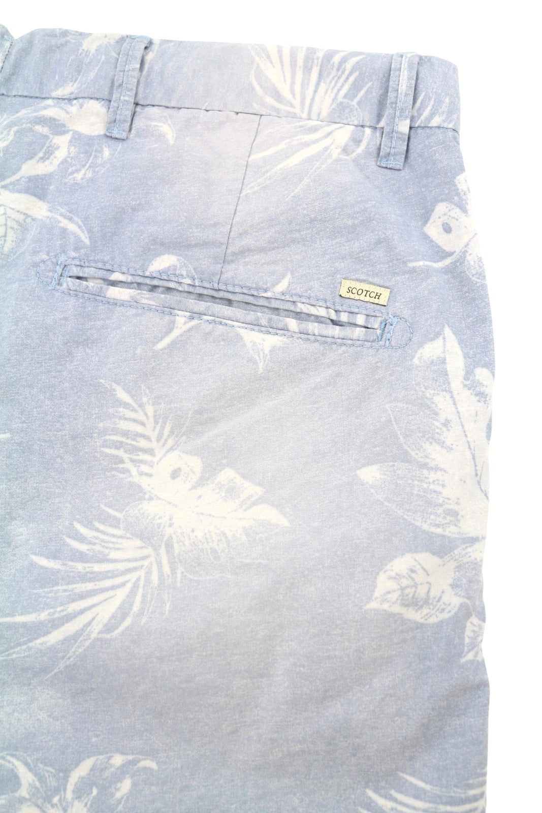 SCOTCH & SODA Men Shorts W31 Blue Floral Print Faded Zip Fly Chino