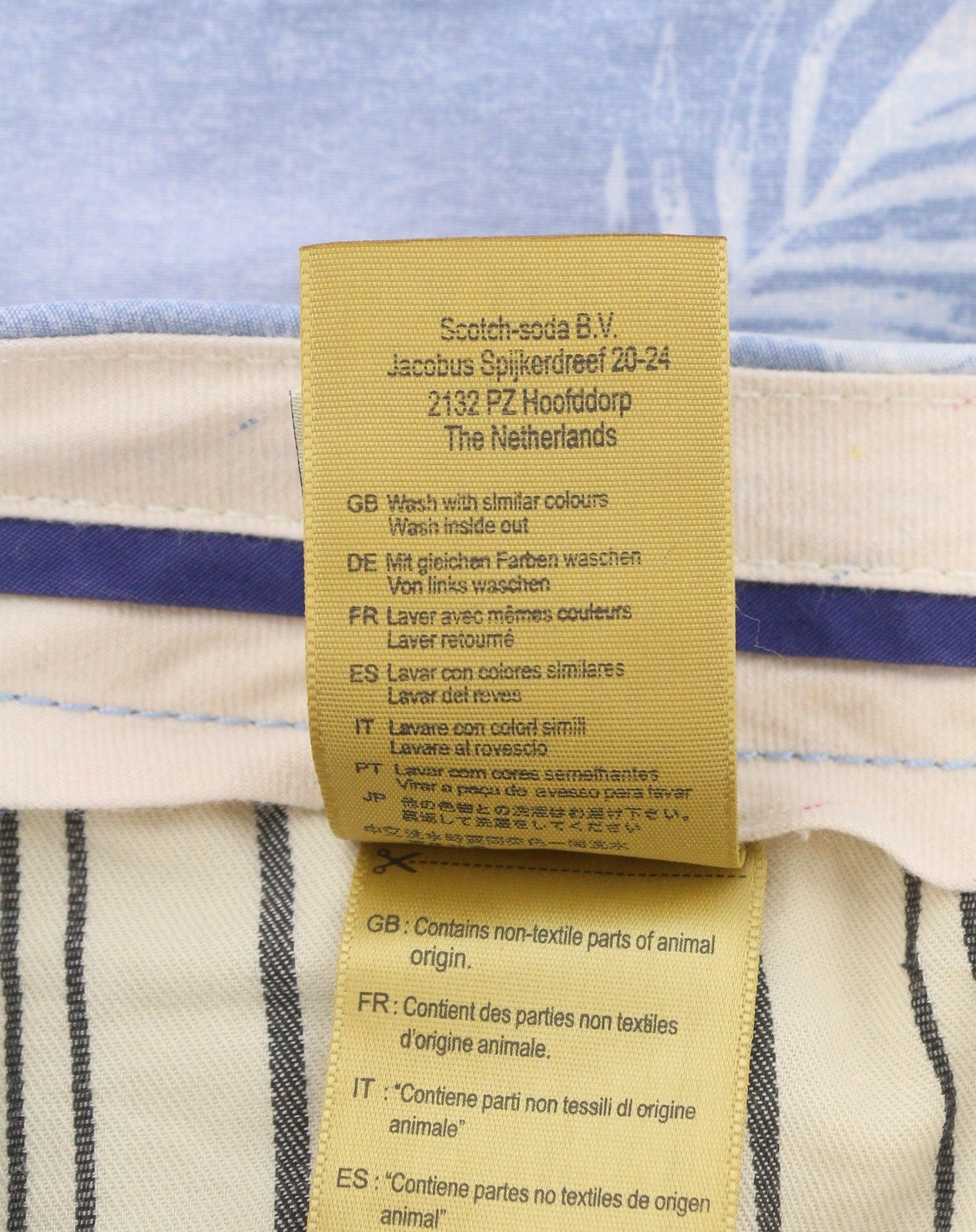 SCOTCH & SODA Men Shorts W31 Blue Floral Print Faded Zip Fly Chino