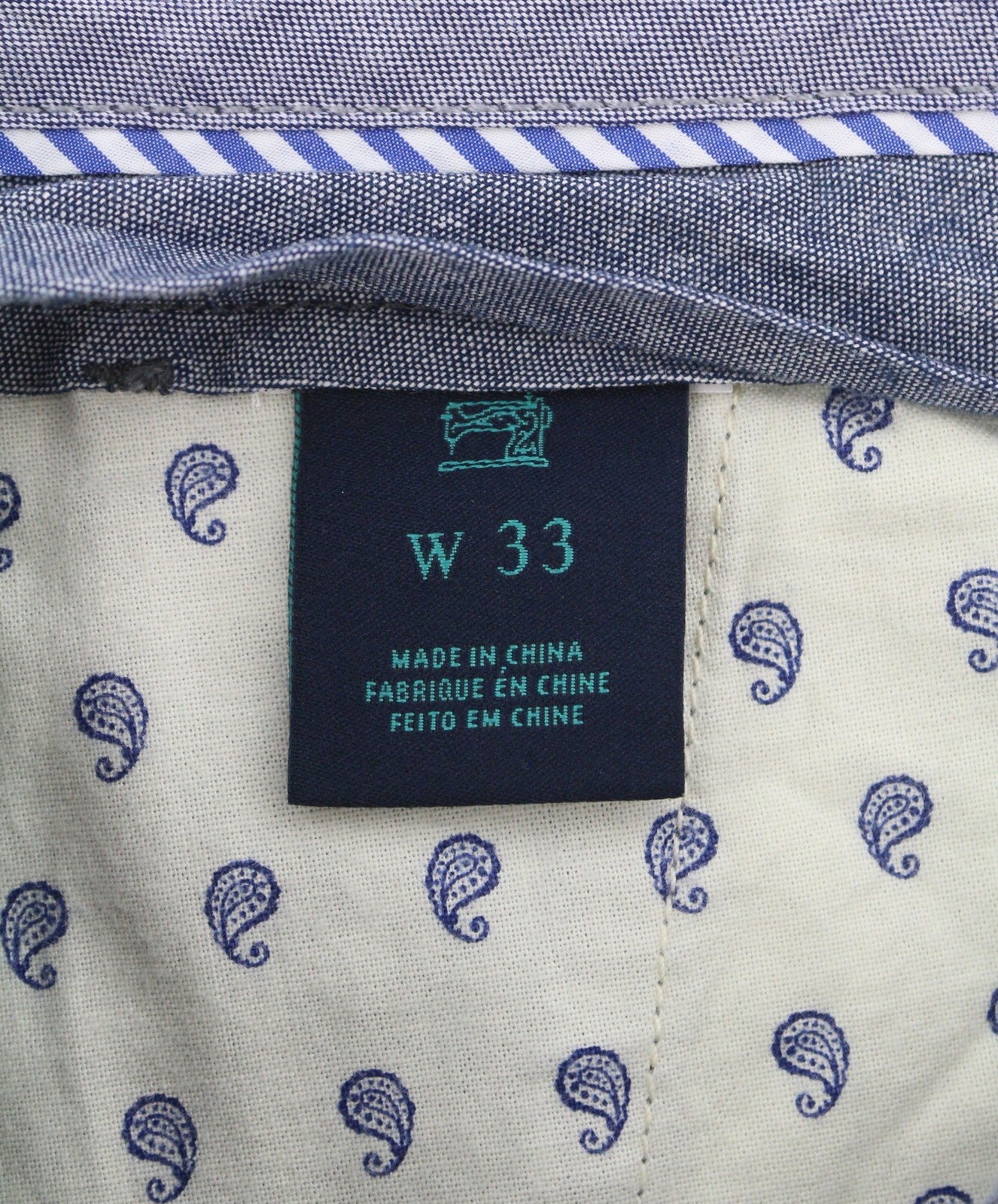 SCOTCH & SODA Men Shorts W33 Dark Blue Embroidered Patterned Chino
