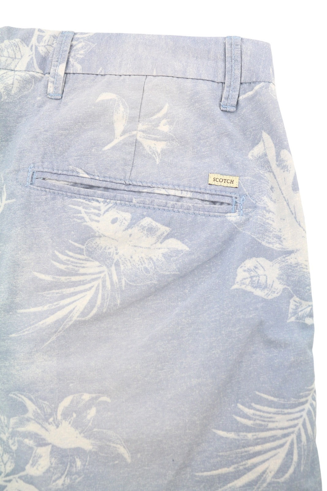SCOTCH & SODA Men Shorts W31 Blue Floral Print Faded Zipper Chino