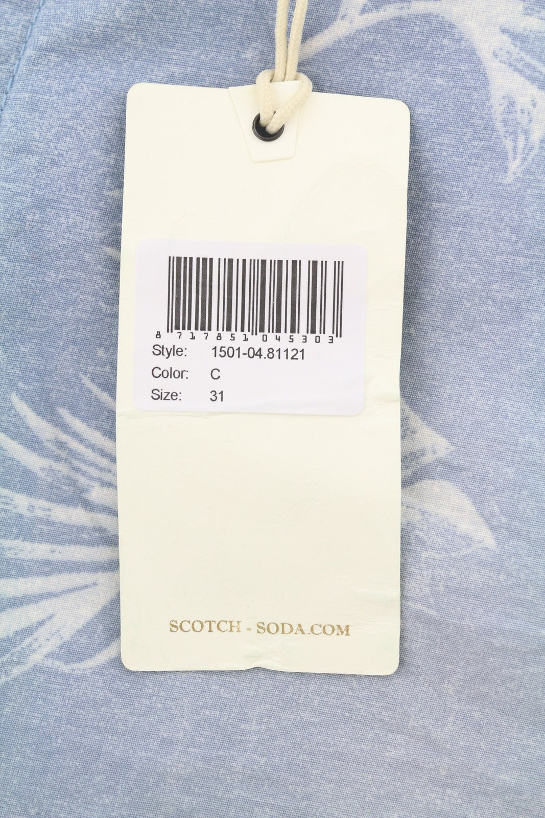 SCOTCH & SODA Men Shorts W31 Blue Floral Print Faded Zipper Chino