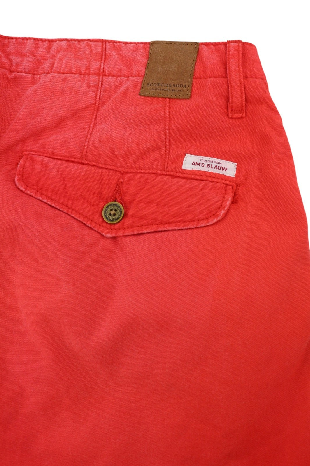 SCOTCH & SODA Theon Men Shorts W32 Red Faded Zip Fly 5-Pocket Chino