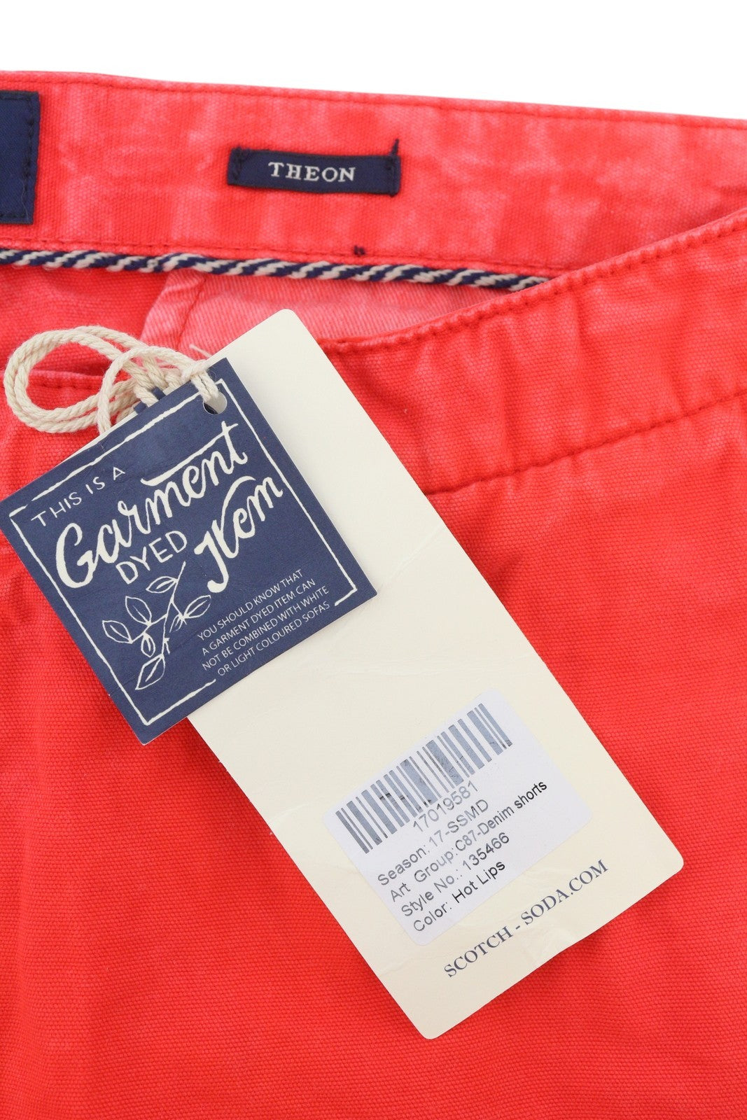 SCOTCH & SODA Theon Men Shorts W32 Red Faded Zip Fly 5-Pocket Chino