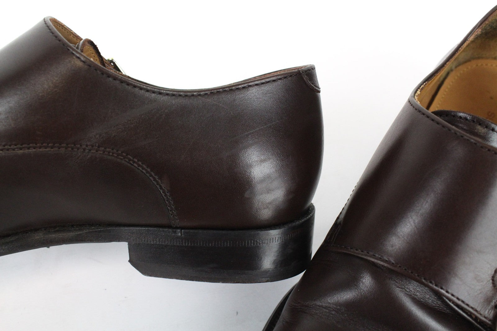 SUITSUPPLY Men Casual Shoes EU40.5 Brown Genuine Leather Double Buckle Classic