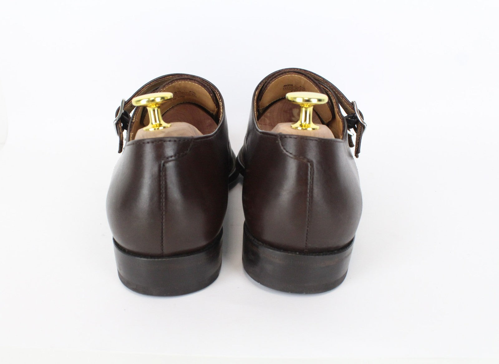 SUITSUPPLY Men Casual Shoes EU40.5 Brown Genuine Leather Double Buckle Classic