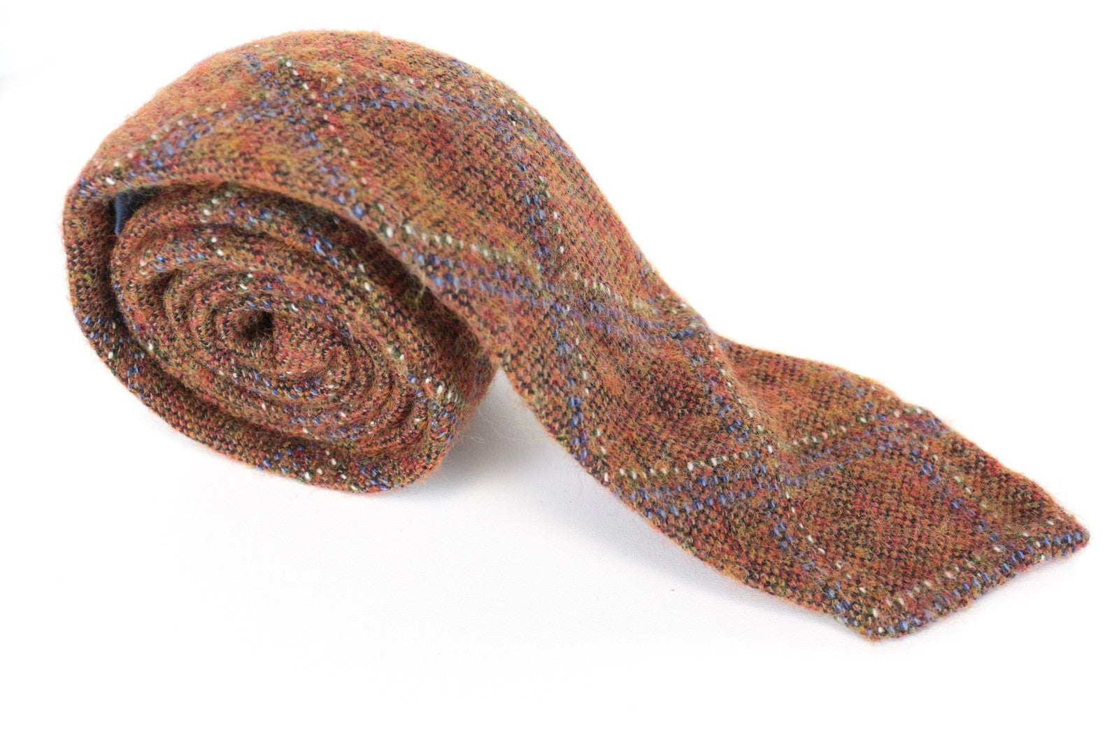 SUITSUPPLY Men Tie 150 x 8 cm Brown Orange Patterned Wool Silk Blend Pointed-End
