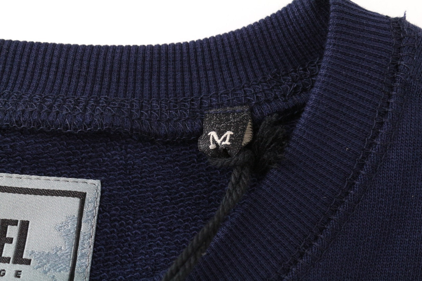DIESEL Men Sweatshirt M Navy Blue Pure Cotton Logo Pull On Long Sleeved