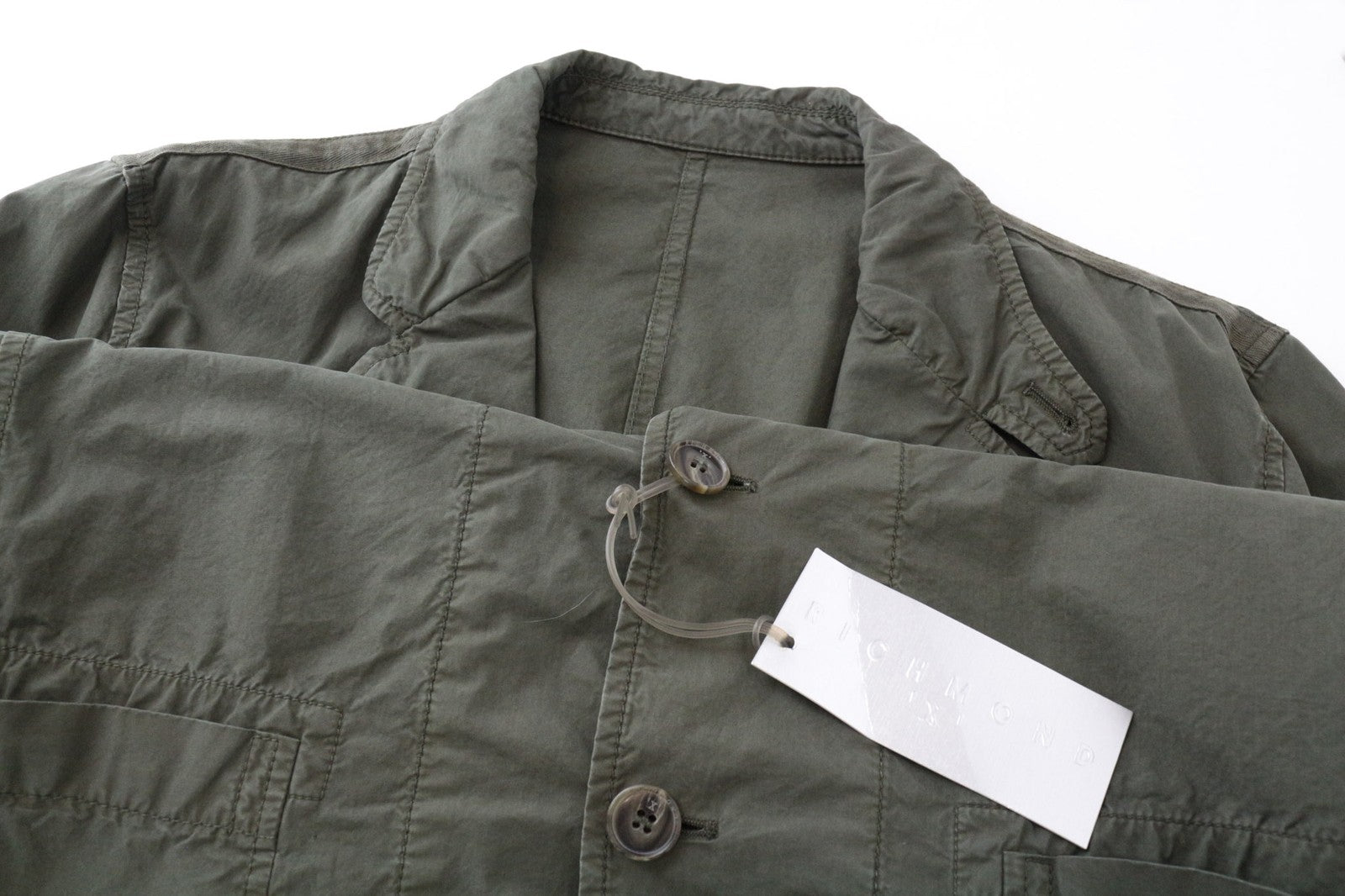 RICHMOND Men Blazer 48 M Green Pure Cotton Unlined Single-Breasted Casual