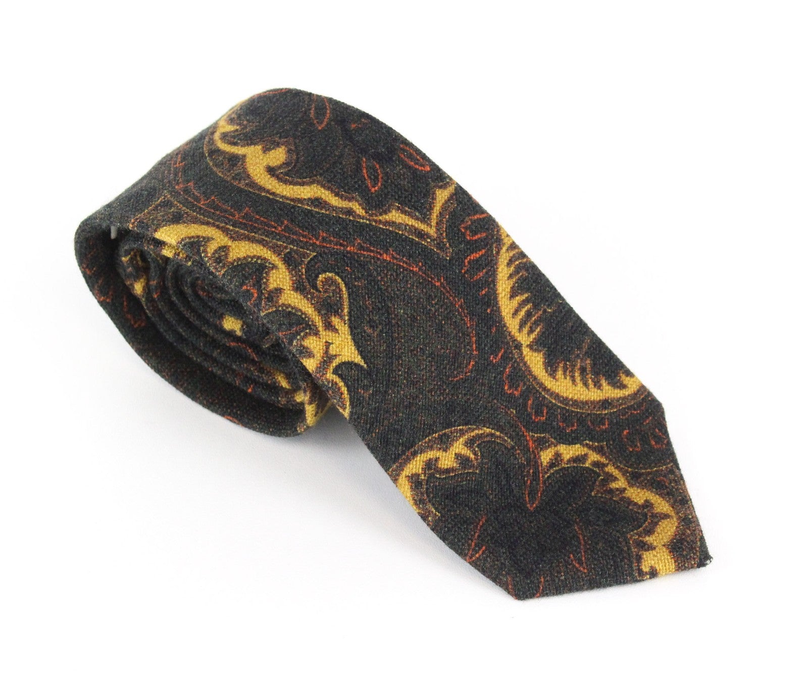 SUITSUPPLY Men Tie 150 x 8 cm Pure Wool Brown Graphic Print Pointed-End Formal