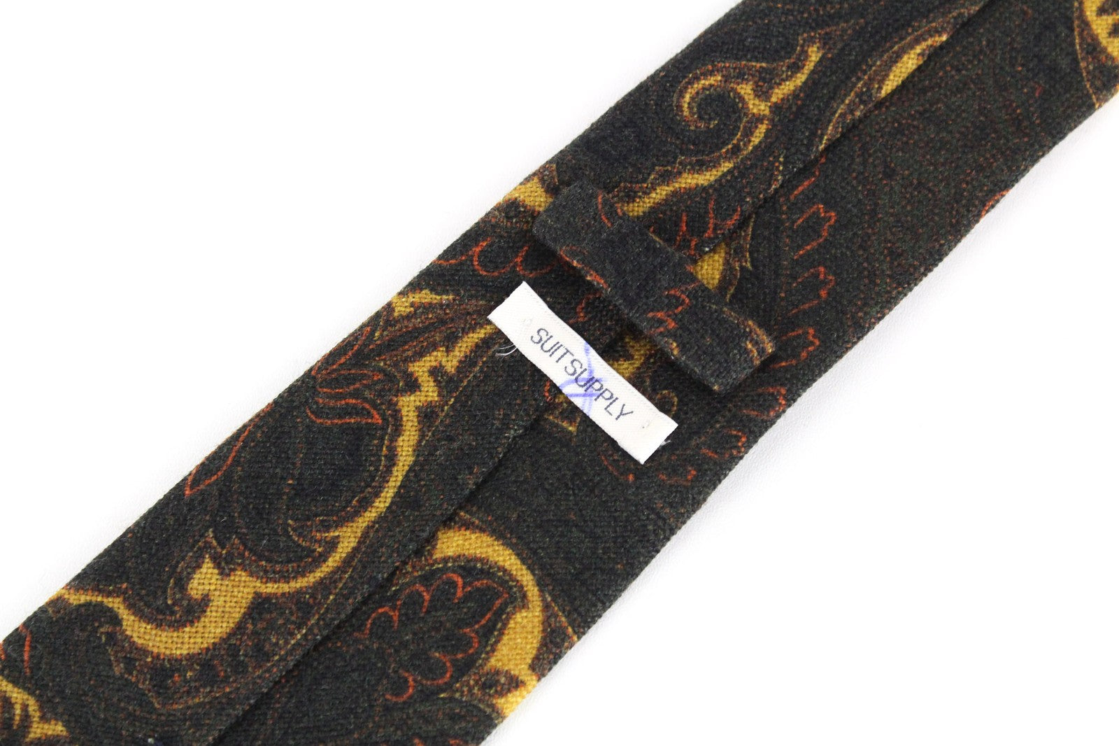 SUITSUPPLY Men Tie 150 x 8 cm Pure Wool Brown Graphic Print Pointed-End Formal