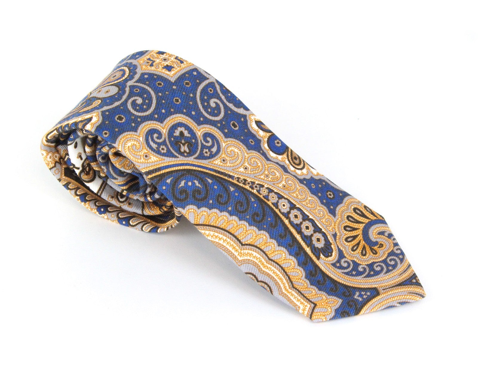 SUITSUPPLY Men Tie 150 x 8 cm Blue Graphic Formal Pointed-End Cotton Silk Blend