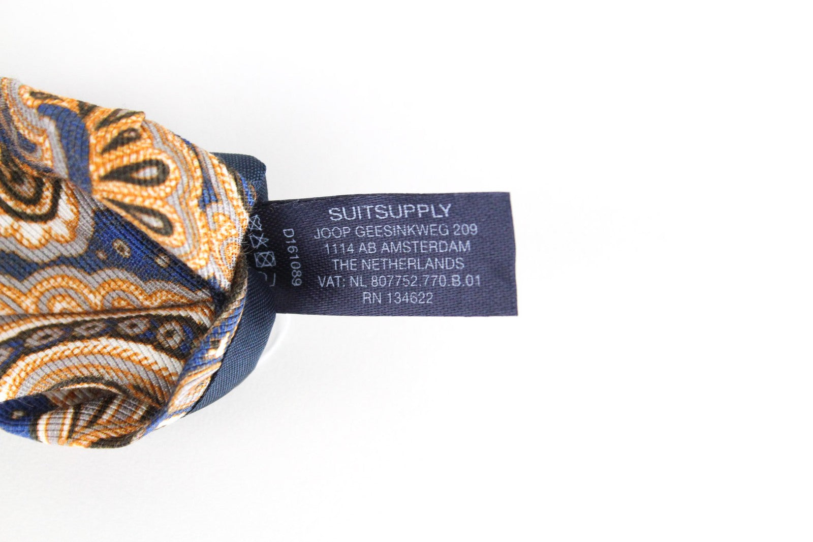 SUITSUPPLY Men Tie 150 x 8 cm Blue Graphic Formal Pointed-End Cotton Silk Blend