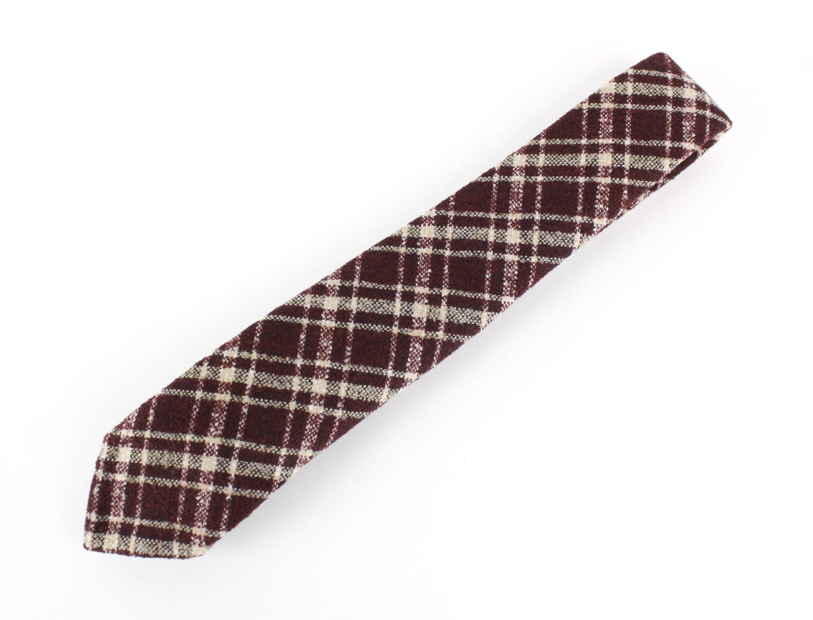 SUITSUPPLY Men Tie 150 x 8 cm Wine Red Checked Pointed-End Formal Melange Knit