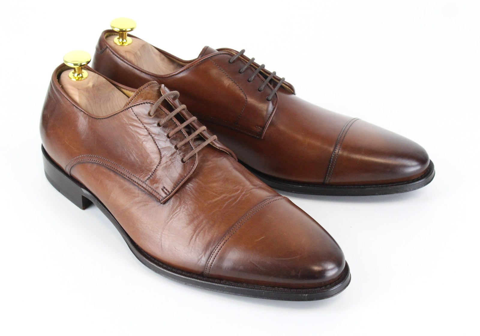 SUITSUPPLY Men Formal Shoes EU42/UK8 Brown Lace-Up Pure Calf Leather Classic