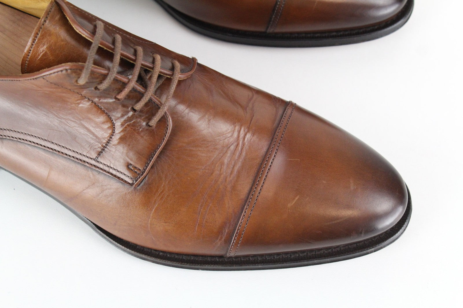 SUITSUPPLY Men Formal Shoes EU42/UK8 Brown Lace-Up Pure Calf Leather Classic