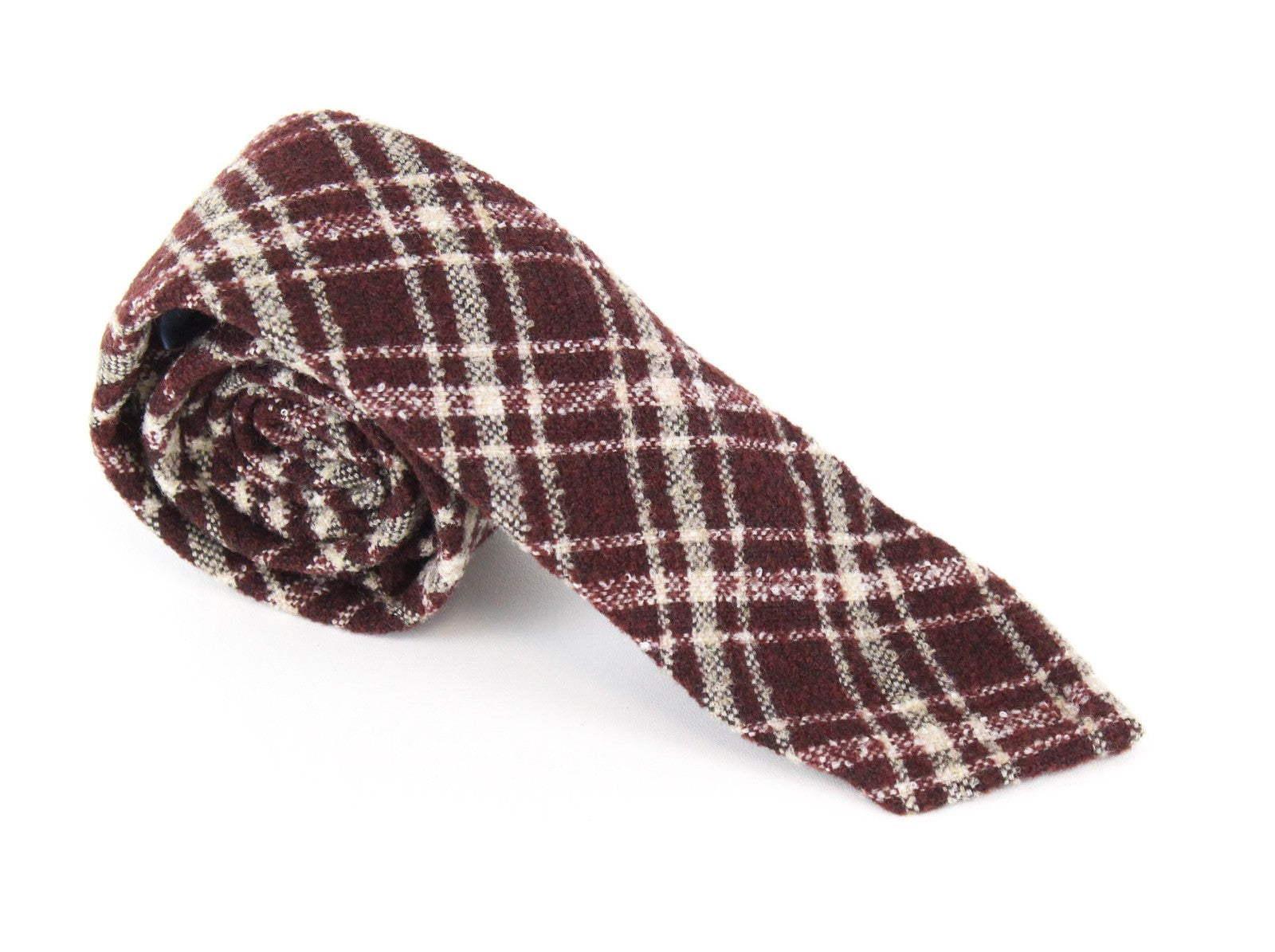 SUITSUPPLY Men Tie 150 x 8 cm Wine Red Plaid Check Wool Mix Pointed-End Formal