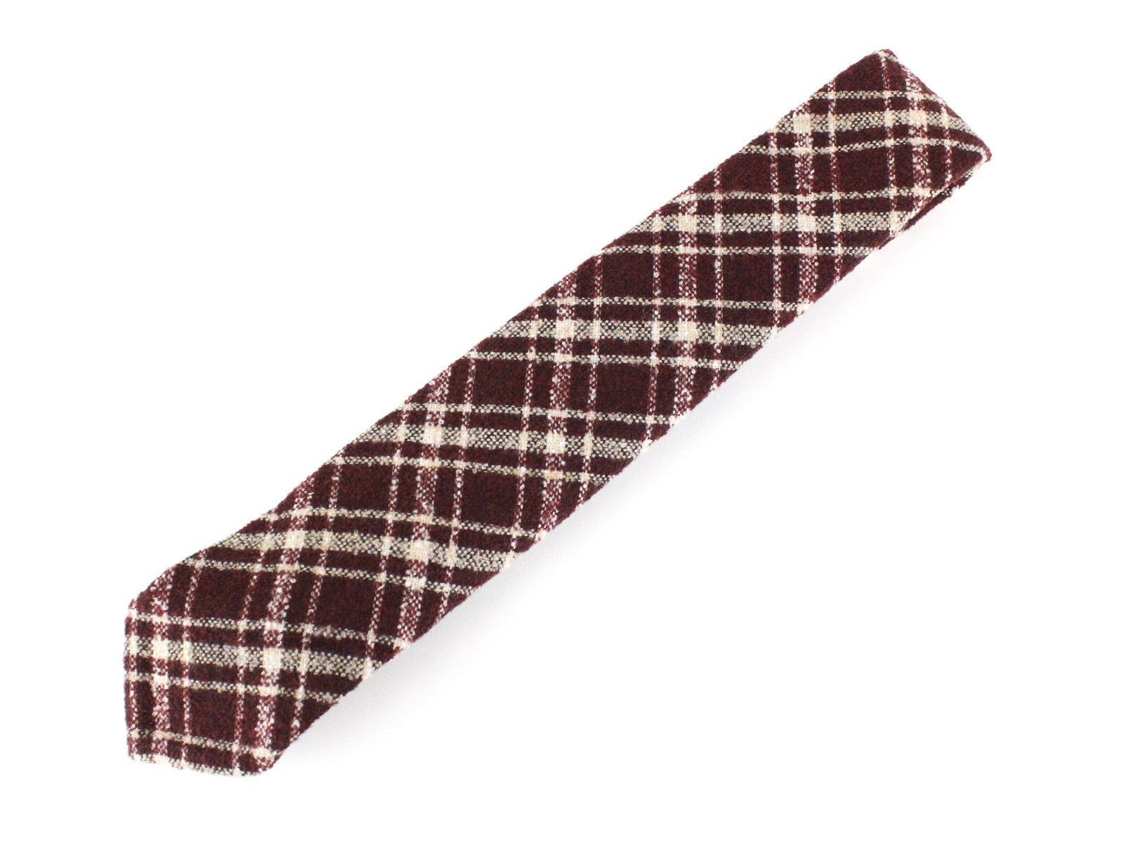 SUITSUPPLY Men Tie 150 x 8 cm Wine Red Plaid Check Wool Mix Pointed-End Formal