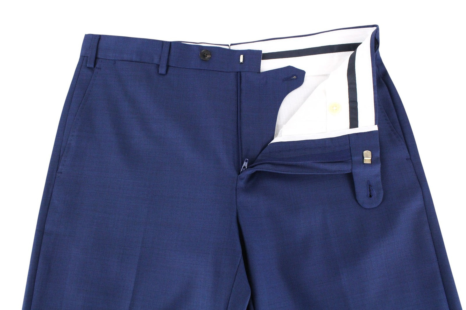 SUITSUPPLY La Spalla Men Suit UK36L Mid-Blue Slim Sharkskin 2-Piece Wool S110s