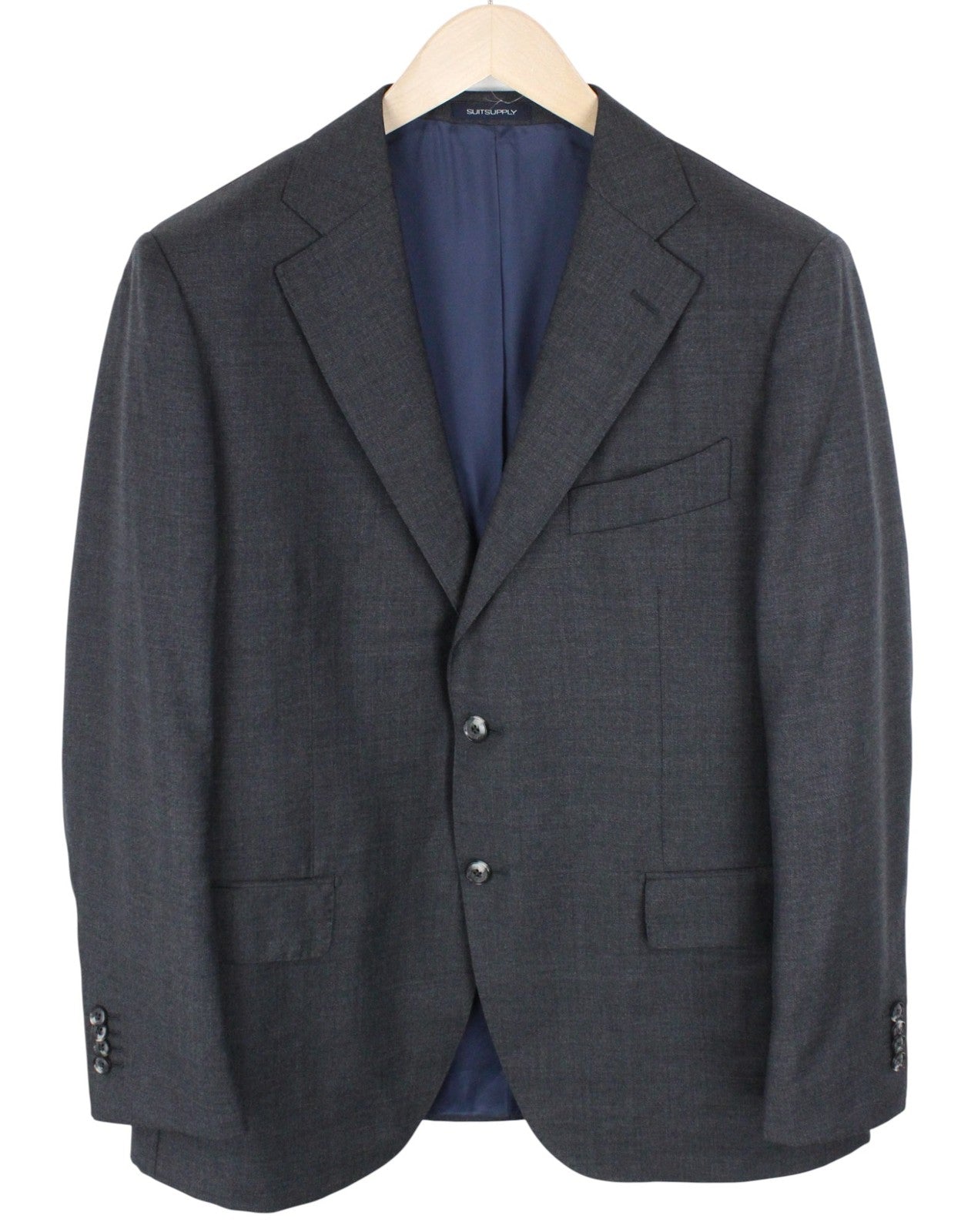 SUITSUPPLY Lazio Men Suit UK44S Grey Slim Sharkskin 2-Piece Pure Wool S110s