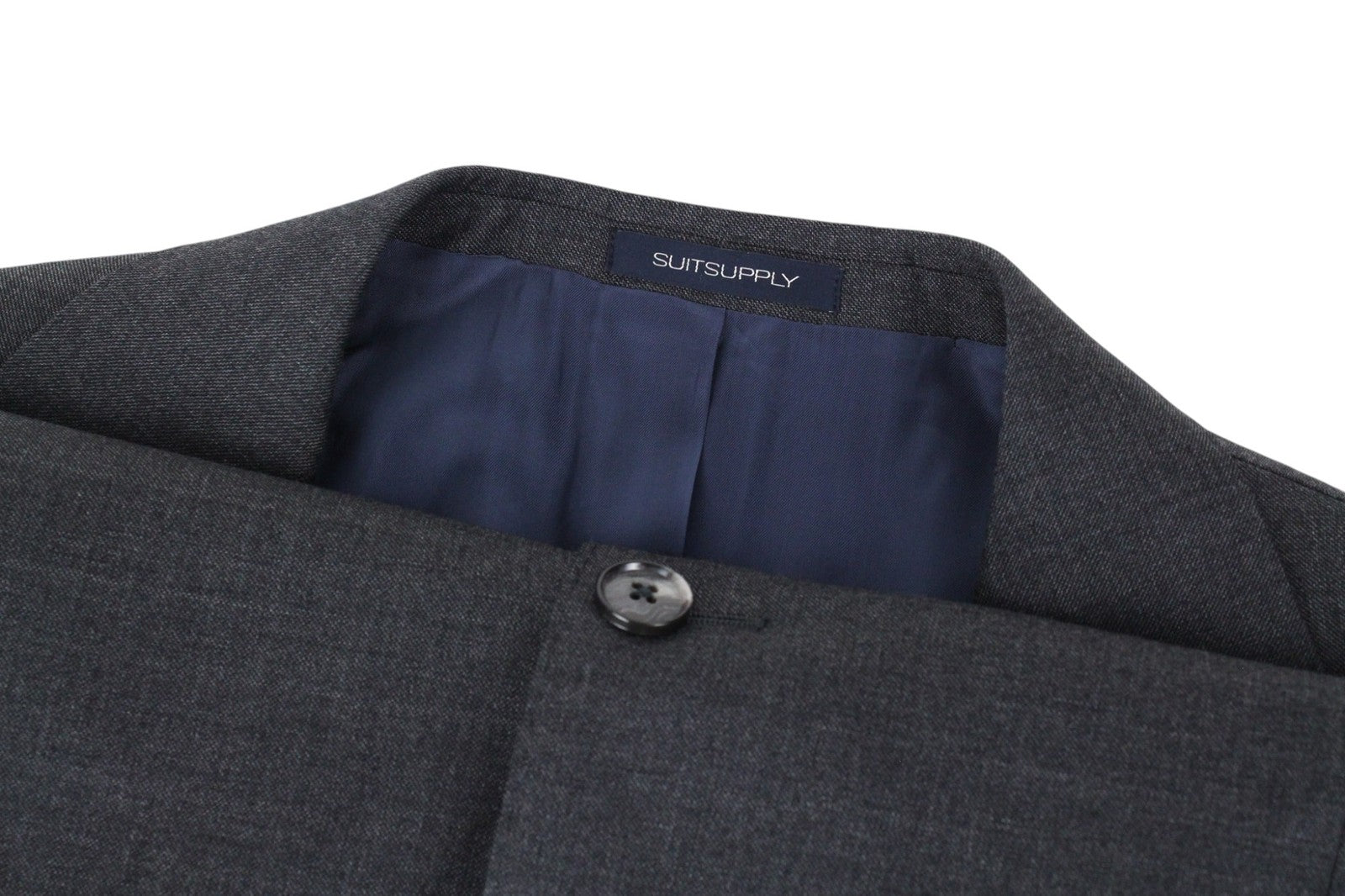 SUITSUPPLY Lazio Men Suit UK44S Grey Slim Sharkskin 2-Piece Pure Wool S110s