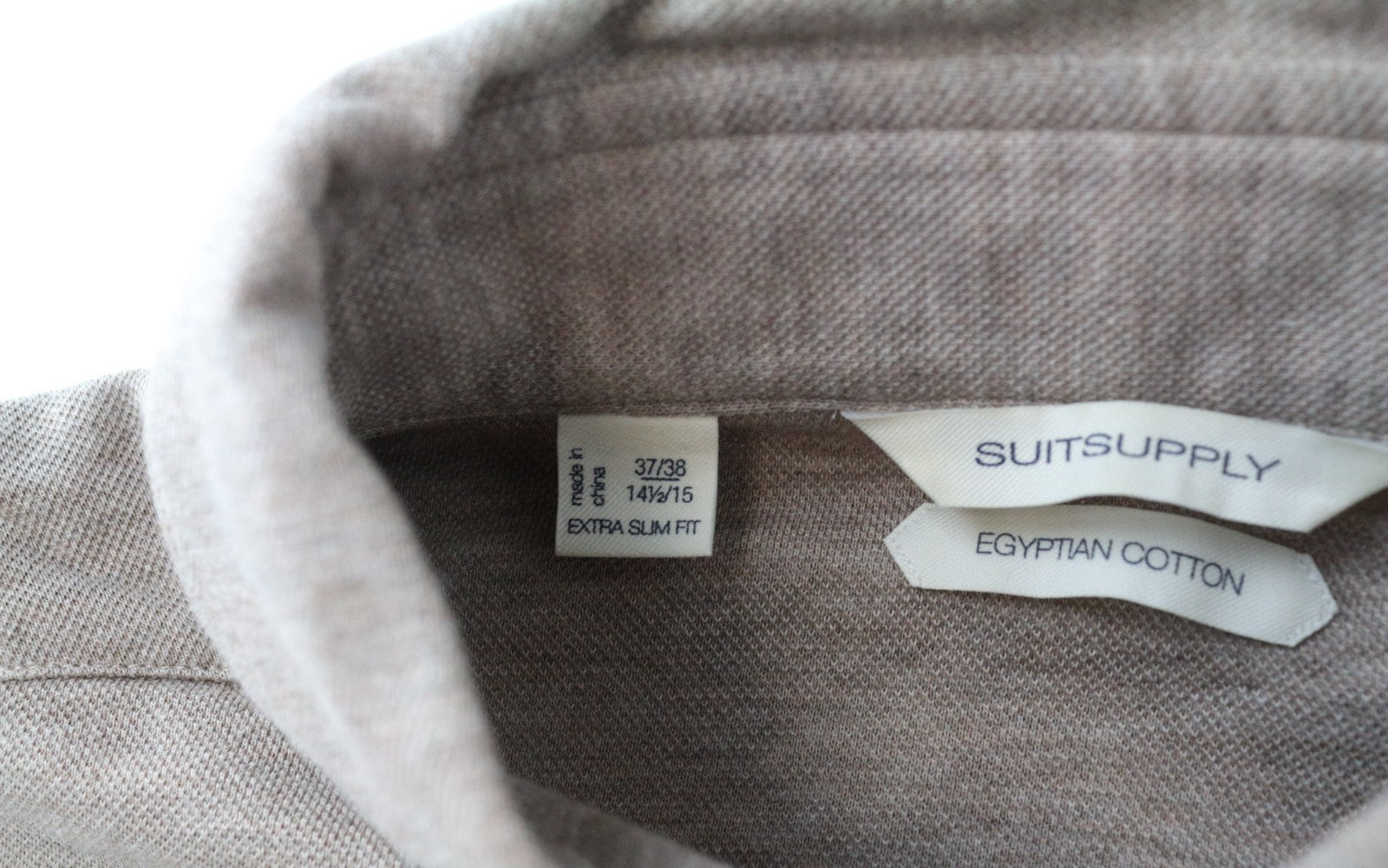SUITSUPPLY Men T-Shirt 37/38/ 14 1/2/15 Light Brown Extra Slim Pure Cotton Polo