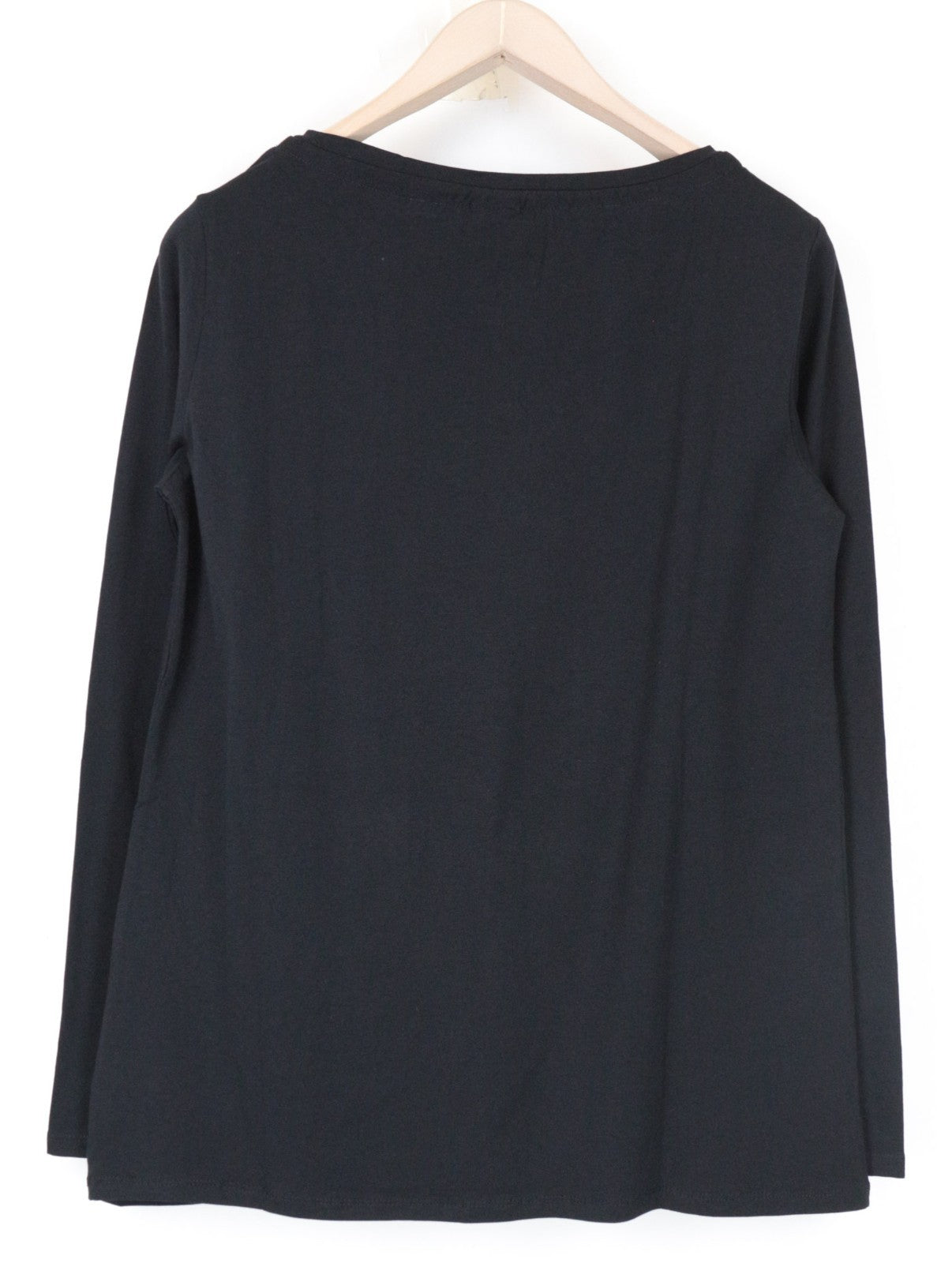 MARINA YACHTING Women T-Shirt L Black Cotton Stretch Studs Long Sleeved